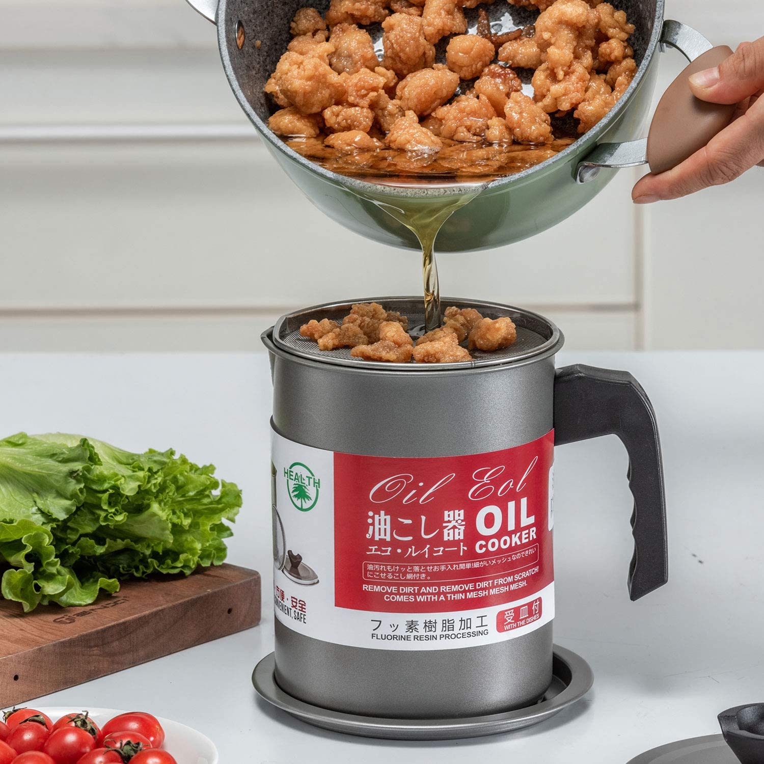 81R65w2w2YL._AC_SL1500_.jpg Walfos 1.4L Stainless Steel Oil Strainer Pot 1.4L Container Jug Storage Can With Filter Cooking Oil Pot For Kitchen Household Tools